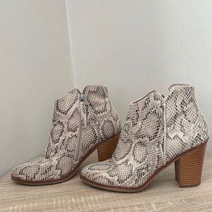 Maurices Beige Snakeskin Ankle Booties